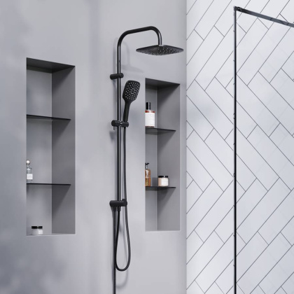 931000300 Eclipse, душ. система: верхний душ 220мм, ручн.душ 3 ф-ии 120 мм, штанга 1010 мм, Черный 931000300 Eclipse, душ. система: верхний душ 220мм, ручн.душ 3 ф-ии 120 мм, штанга 1010 мм, Черный