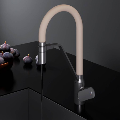 F8007826 Like, смеситель для кухни с каналом для питьевой воды и гибким изливом, черн., бежевый изли