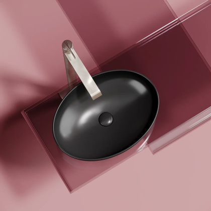 Умывальник чаша накладная овальная (цвет Черный Матовый) Element 502*363*145мм