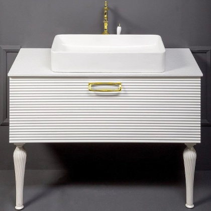 Тумба Linea 100 белая + Золото_Комплект 842-100-WG Boheme