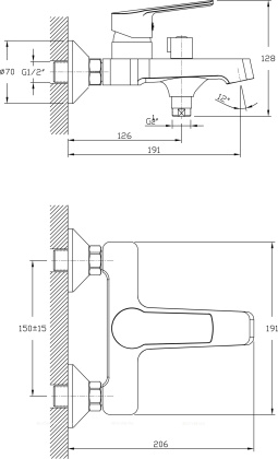 Смеситель для ванны с коротким изливом  RUSH Balearic (BA3935-44)