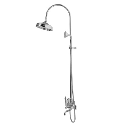 FIRST-CVD-02-M Душевая стойка со смесителем для ванны, верхним и ручным душем Исполнение: Бронза, Ручки: Металл  FIRST-CVD-02-M Душевая стойка со смесителем для ванны, верхним и ручным душем Исполнение: Бронза, Ручки: Металл