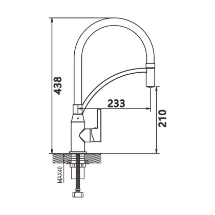 Смеситель для кухни латунь, черный S643H-3