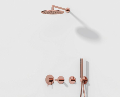 Набор встроенной душевой системы Origin на 3 направления, медь (верхняя лейка, излив, ручной душ, смеситель встроенный внешняя и внутренняя часть) Набор встроенной душевой системы Origin на 3 направления, медь (верхняя лейка, излив, ручной душ, смеситель встроенный внешняя и внутренняя часть)