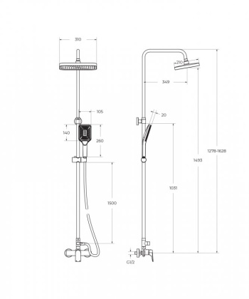 DUE Душевая стойка со смесителем, хром DUE-DOCM-CRM DUE Душевая стойка со смесителем, хром DUE-DOCM-CRM