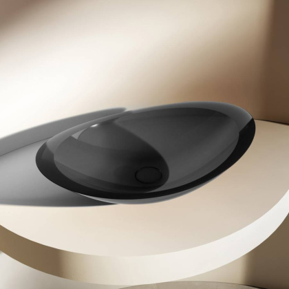 Раковина накладная прозрачная ABBER Kristall AT2808Onyx черная Раковина накладная прозрачная ABBER Kristall AT2808Onyx черная