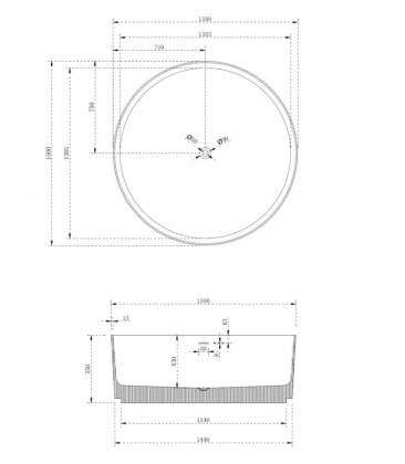 Ванна из литьевого мрамора Abber Stein 150х150 AS9679Blau