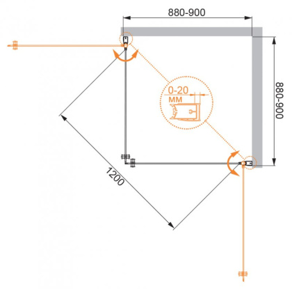 ELENA-W-A-2-90-P-Cr Душевой уголок