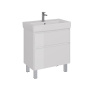 Тумба Lemark COMBI 80см под 1 раковину, подвесная/напольная, 2 ящика, цвет корпуса, фасада: Белый глянец