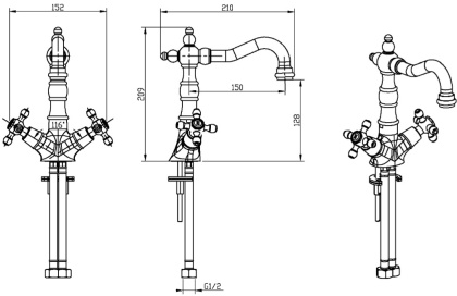Смеситель для умывальника, высокий_Комплект Смеситель для умывальника, высокий_Комплект