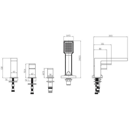 Смеситель на борт ванны OMNIRES BARETTI BA7832BL (черный BLM)