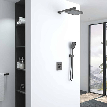 Душевой комплект VSFW-321MT1GM встраиваемый, термостат, двухрежимный, вороненая сталь