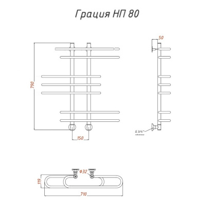 Полотенцесушитель Грация НП 80*60 (ЛЦ7)