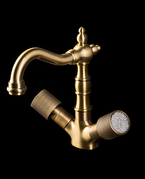 Смеситель для умывальника, высокий ROYAL CRYSTAL, бронза_Комплект