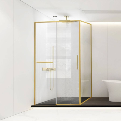 Душевой уголок Slim Soft VSR-1SS9013CLG, 1300*900, брашированное золото, стекло прозрачное