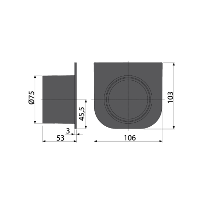 Заглушка торцевая с возможностью подключения притока воды DN75 Заглушка торцевая с возможностью подключения притока воды DN75