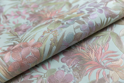 Обои виниловые Джангл мотив, голубой цветной Обои виниловые Джангл мотив, голубой цветной