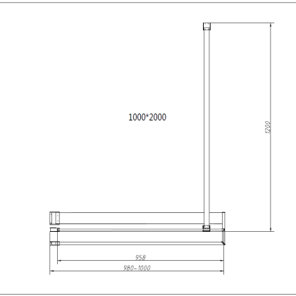 Душевая перегородка Walk-In HR VSW-4HR100CLB, 1000*2000, черный, стекло прозрачное