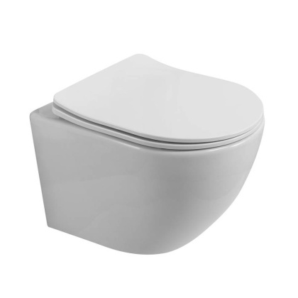 UNO 2.1 Унитаз подвесной безободковый с сиденьем дюропласт soft close BB7006CHR/SC UNO 2.1 Унитаз подвесной безободковый с сиденьем дюропласт soft close BB7006CHR/SC
