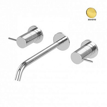 LEAF-BLI3L-L-PO Смеситель для раковины встраиваемый на три отверстия, исполнение Gold PVD