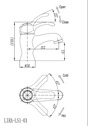 LIRA-M-LS1-02 Смеситель для раковины с донным клапаном, бронза