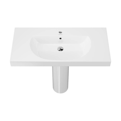 Раковина BUONGIORNO подвесная/мебельная 100, белая глянцевая