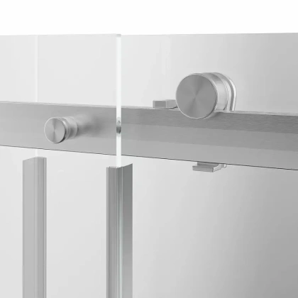 Душевая дверь CRISTALLO, раздвижная с функцией soft close, 140х210, брашированный никель, упаковка 1/2