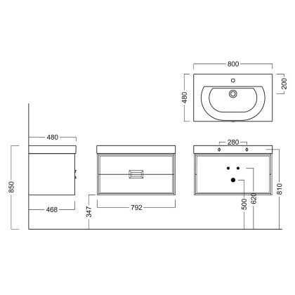 Тумба CANALETTO подвесная с ящиками 80, белая матовая CN.80\M