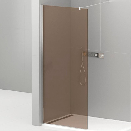 LIBERTA-L-1-80-120-BR-Cr Душевая перегородка с односторонним входом, стекло бронза, профиль хром, 800x1200x1950 мм