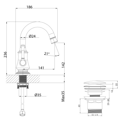 Смеситель Lemark Peretto LM6307RB для раковины Смеситель Lemark Peretto LM6307RB для раковины
