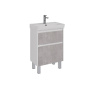 Тумба Lemark COMBI 60см под 1 раковину, подвесная/напольная, 2 ящика, цвет фасада: Бетон, цвет корпуса: Белый глянец
