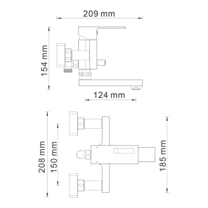 Alme 1501 Смеситель для ванны с коротким изливом Wasserkraft