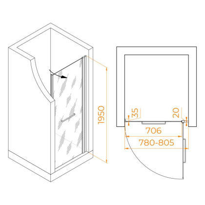 Душевая дверь RGW PA-103W, RGW 020810308-15