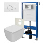 Сет: Система инсталляции Point Элемент для подвесного унитаза PN45120 + Клавиша смыва для инсталляции Point Виктория, белая/хром, PN44061WC + Унитаз подвесной Point Меркурий безободковый, сиденье дюропласт микролифт, быстросъем, белый PN41831