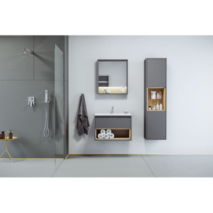 Тумба под раковину EXCELLENT Tuto 80 см (серый/дуб), 1 ящик Тумба под раковину EXCELLENT Tuto 80 см (серый/дуб), 1 ящик