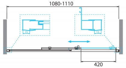 DUE-BF-1-100-C-Cr Душевая дверь