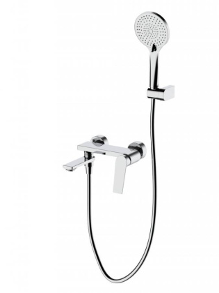 COMFORT-VD-01 Смеситель для ванны и душа однорычажный в комплекте с ручным душем, шлангом и держателем, хром