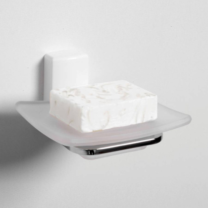 Мыльница Leine, 11х6х11,2 см, хром и белый, K-5029WHITE