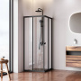 W87G-403-8080-BТ Sunny Душевое ограждание квадратное, раздвижные двери 80x80 черный,стекло прозрачное