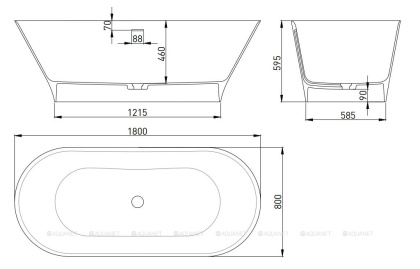 Ванна из искусственного камня MONA 180х80,102911G
