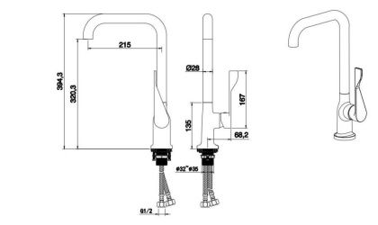 Смеситель для кухни AQUATEK (квадратный излив) AQ1083CR 
