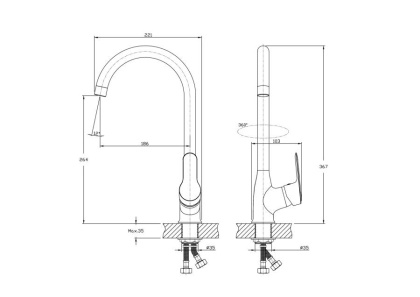 Смеситель для кухонной мойки RUSH Crete (CR3535-22) Смеситель для кухонной мойки RUSH Crete (CR3535-22)
