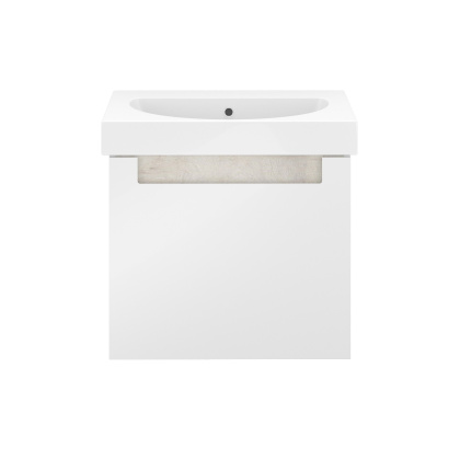 Тумба BUONGIORNO PLUS подвесная с ящиками 60, белая глянцевая-дуб Кантри BGP.60.1+1\WHT