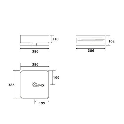 Умывальник накладной, квадратный Point Омега 40, PN43903 Умывальник накладной, квадратный Point Омега 40, PN43903