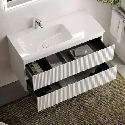 Тумба подвесная SANCOS Snob R левая 995х445х500, c двумя ящиками оснащенными доводчиками, Bianco , арт.SNR100LW