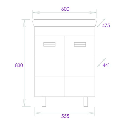 Тумба Onika Балтика-Квадро Black 60 напольная, белая (ум.Тигода 60) Тумба Onika Балтика-Квадро Black 60 напольная, белая (ум.Тигода 60)