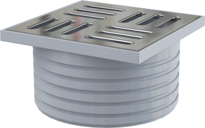 Горло сливного трапа, решетка 105x105 мм нержавеющая сталь Горло сливного трапа, решетка 105x105 мм нержавеющая сталь