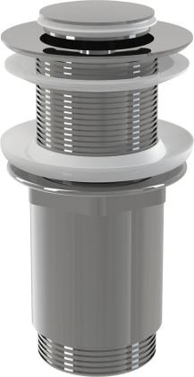 Донный клапан сифона для умывальника CLICK/CLACK 5/4", цельнометаллический с малой заглушкой, без перелива, для пластиковых и стеклянных умывальников Донный клапан сифона для умывальника CLICK/CLACK 5/4", цельнометаллический с малой заглушкой, без перелива, для пластиковых и стеклянных умывальников