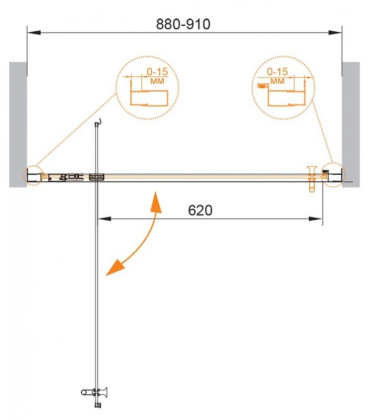 ECO-O-BA-1-80-C-Cr Душевая дверь