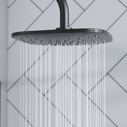 931000300 Eclipse, душ. система: верхний душ 220мм, ручн.душ 3 ф-ии 120 мм, штанга 1010 мм, Черный